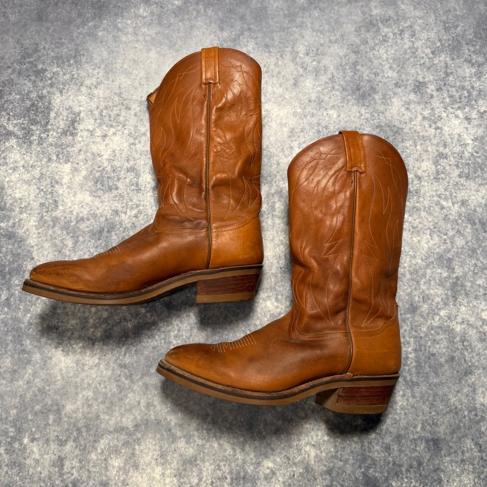 Vtg Tony Lama 4013 Mens 11 E Brown Leather Western Cowboy Boots Made in USA Wide